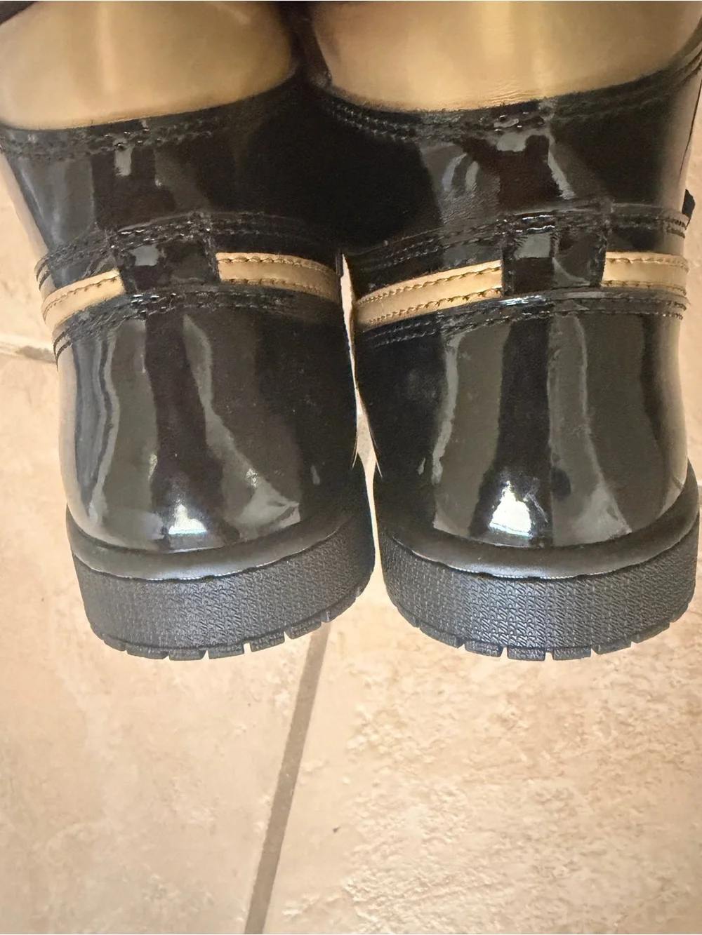 Air Jordan 1 Mid Patent Black Gold Sneakers